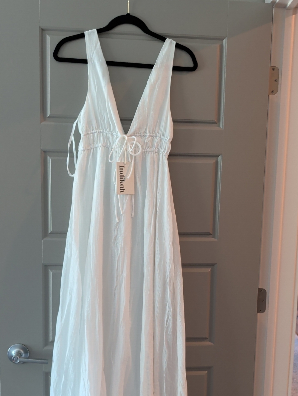 Intimately White Maxi Dress with Deep V-Neck